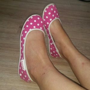 Pink & White Polka Dotted American Eagle flats